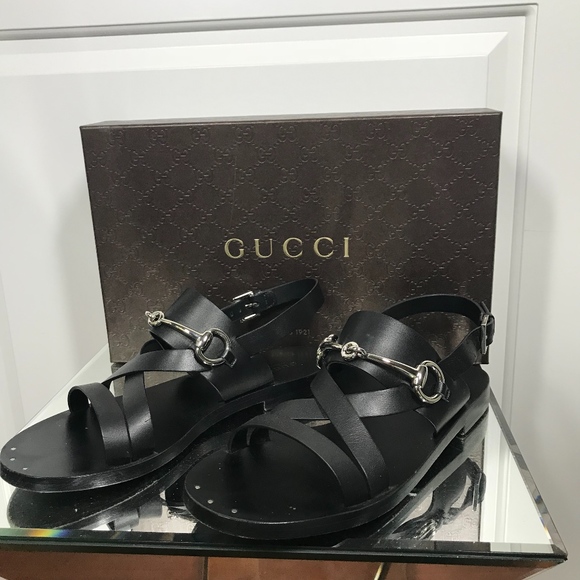 gucci black leather sandals